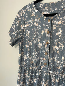 RTS - Dusty Blue Floral - Button Maxi Dress